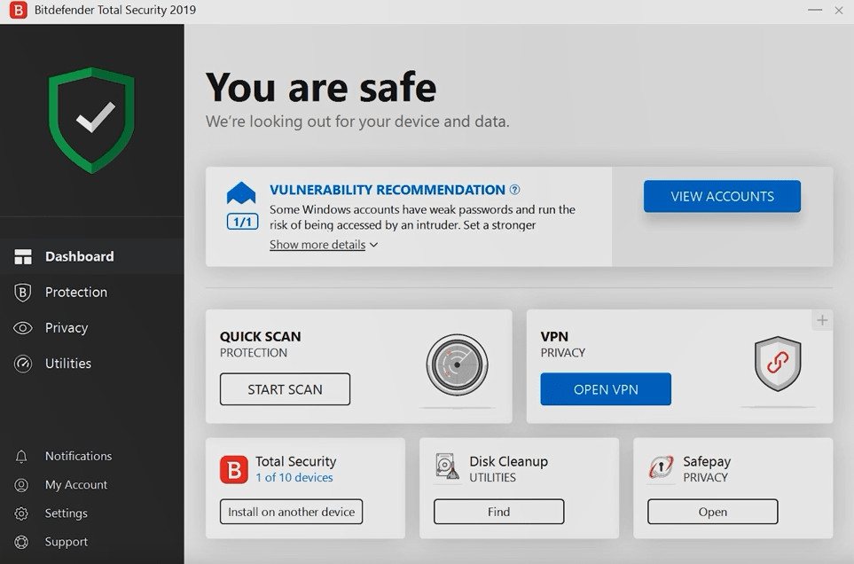 Bitdefender Total Security 2019 Key (1 Year / 10 Devices)