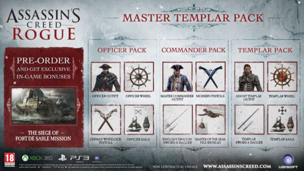 Assassin's Creed Rogue - Master Templar Pack DLC EU PS3 CD Key